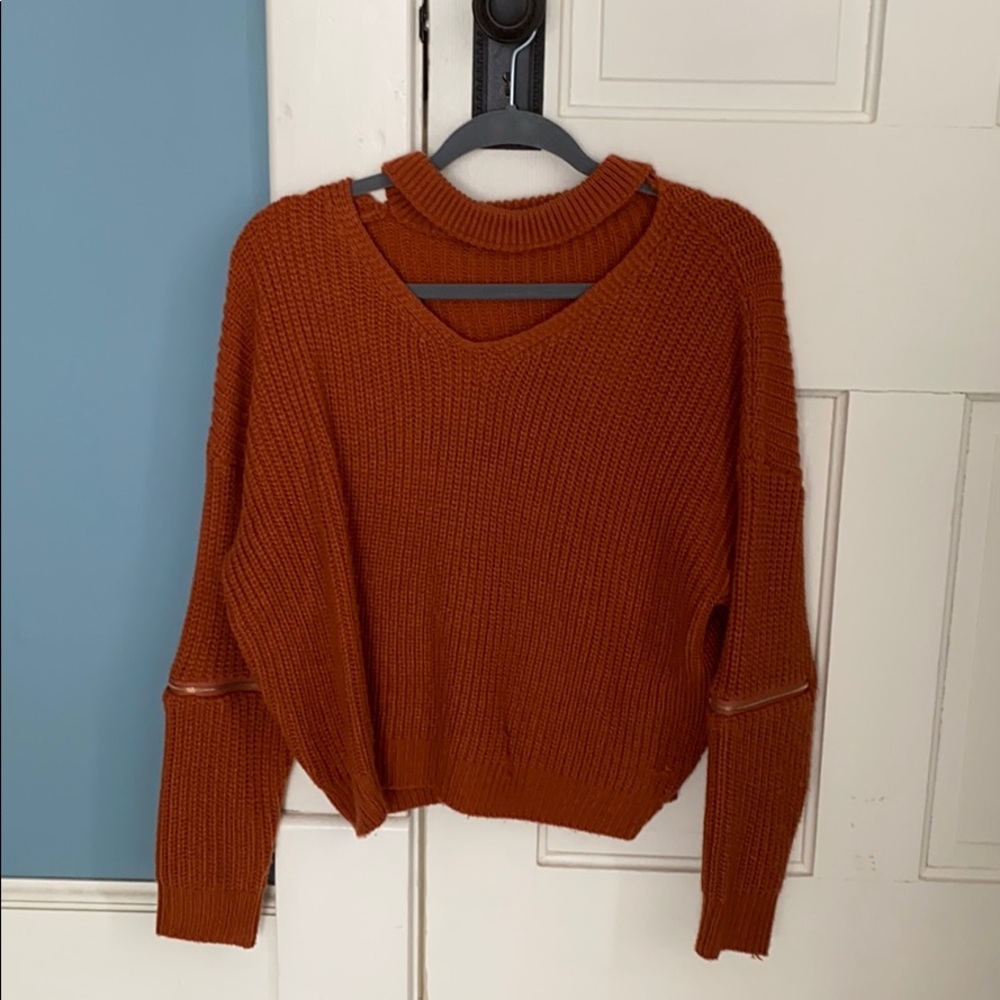 Rust orange sweater blouse